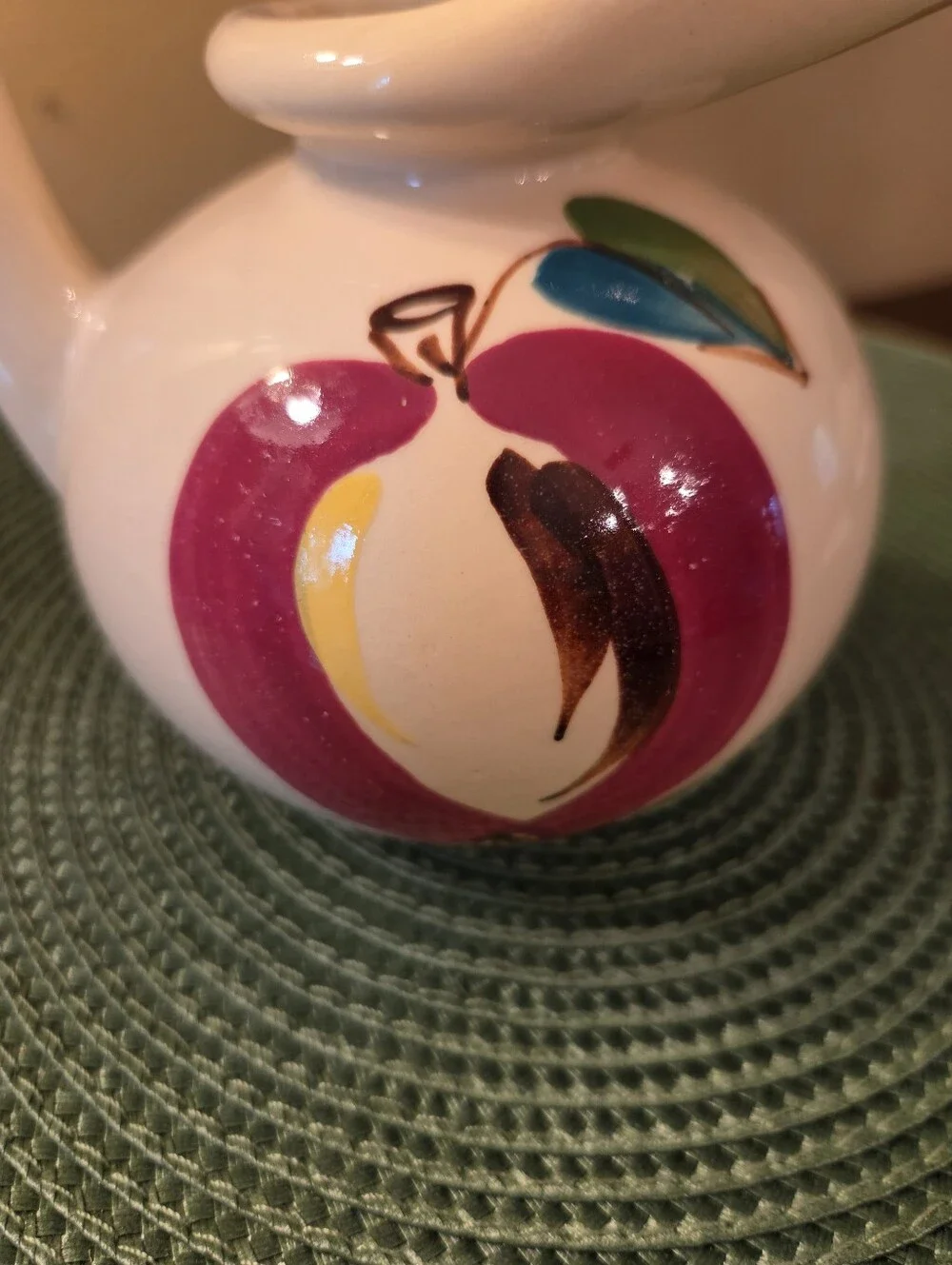 3 Pc Set Vtg Puritan Pottery Apple Honey Jug Salt & Pepper 1940's Kitchen Retro